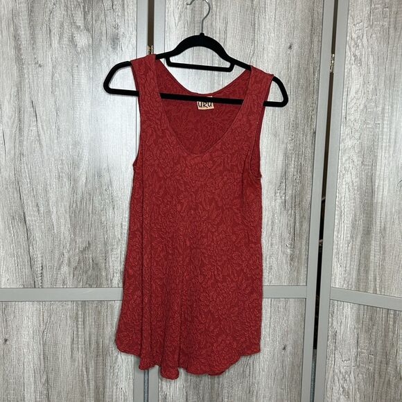 Uru Silk Top Tunic Artsy Boho A Line Burnt Red Color - Picture 1 of 6